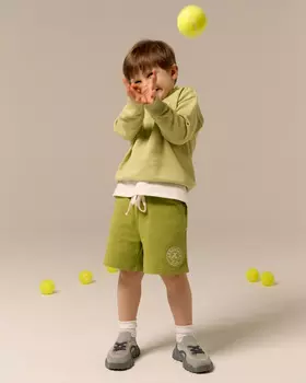 Детские шорты Unisex с вышивкой, зеленый