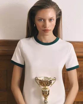 Футболка приталенного кроя, белый, зеленый