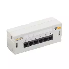Патч-панель NikoMax NMC-WP06UD2-GY настенная, 6 портов, Кат.5е, RJ45/8P8C, 110, T568A/B, неэкранированная, светло-серая
