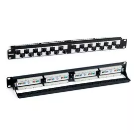 Патч-панель Hyperline PP2A-19-24S-8P8C-C5E-110 19", 1U, Cat 5e, 24 угловых порта RJ45 (8p8c), неэкра