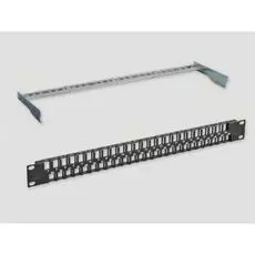 Патч-панель Eurolan 27F-00-24BL наборная 19", 1U, 24 порта под UTP/FTP Keystone