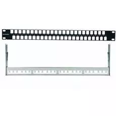 Патч-панель Eurolan 27F-00-48BL наборная экранированная 19", 1U, 48 портов под прямые FTP Keystone