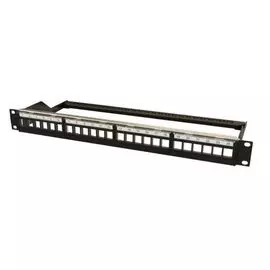 Патч-панель Hyperline PPBL6-19-24-RM модульная,19", 24 порта, 4 съемные панели по 6 модулей, 1U, для неэкранированных модулей, с задним кабельным орга