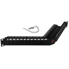 Патч-панель Lanmaster LAN-PPAS24OK-UTP наборная угловая 19", 1U, под 24 неэкранированных модуля Keystone Jack