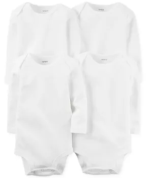 Однотонные боди с длинными рукавами для мальчиков и девочек, 4 шт. Carter's, белый