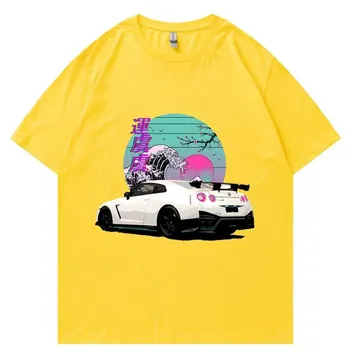 Initial D футболки Oversize футболка унисекс Лето унисекс Хип-хоп Забавный GTR Vaporwave JDM Автомобильный принт Футболка Harajuku Повседневные топы Футболка L