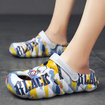 Fashion Slides Slip-resistant Men s Shoe Hole Summer Male Slipper Original 2024 Fashion Eva Cheap Shoes Korean Style Rubber Style Trend 39