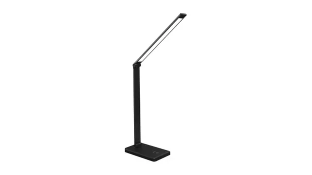 Лампа настольная Ritmix LED-540, светодиоды, 5 Вт, 6000K/350лм, регулировка яркости свечения, 3 уровня, имеет выход USB зарядки 2А, черный
