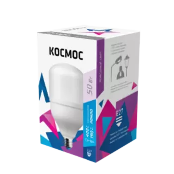 Лампа светодиодная E27 цилиндрическая, 50Вт / дневной, КОСМОС HW 50W E2765 (LksmHWLED50WE2765)