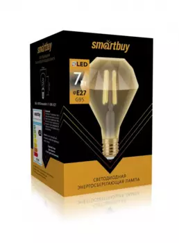 Лампа светодиодная E27 Diamond/G95, 7Вт, 3000K / теплый свет, 500лм, филаментная, SMARTBUY Smartbuy-G95Dimond-7W/3000/E27 ART ( SBL-G95DimondArt -7-30K-E27 )