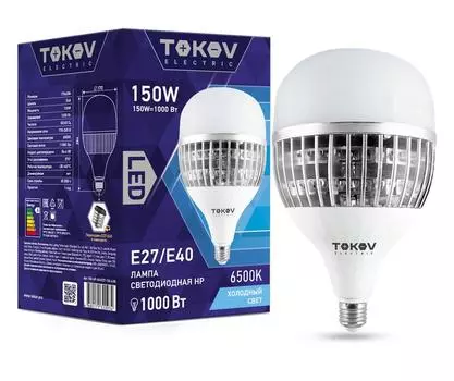 Лампа светодиодная E27/E40 груша, 150Вт, 6500 K / холодный свет, 11000лм, TOKOV ELECTRIC (TKE-HP-E40/E27-150-6.5K)