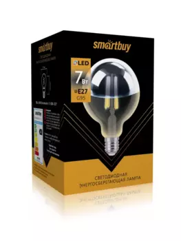 Лампа светодиодная E27/G95, 7Вт, 3000K / теплый свет, 420лм, филаментная, SMARTBUY Smartbuy-G95Хром-7W/3000/E27 ART (SBL-G95ChromeArt-7-30K-E27)