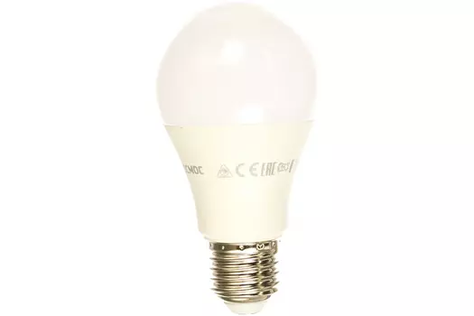 Лампа светодиодная E27 груша/A60, 15Вт, 3000K / теплый свет, КОСМОС (LkecLED15wA60E2730)