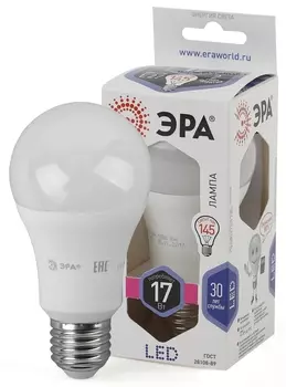 Лампа светодиодная E27 груша/A60, 17Вт, 6000K / холодный свет, 1360лм, ЭРА LED A60-17W-860-E27 (Б0031701)