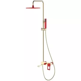 Душевая стойка Boheme Q золотая с красным 36х42х132 см
