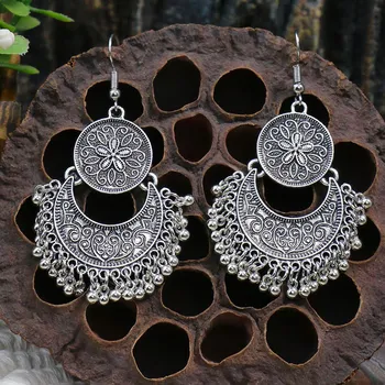 GemChic женские новые винтажные резные геометрические серьги-смайлик с бахромой этнические модные серьги-крючки на день рождения рождественский подарок на день рождения