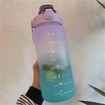 Соломенная чашка для воды большой емкости, 2 л, высокотемпературная пластиковая чашка для воды, шкала времени, матовая чашка для занятий спортом на открытом воздухе, студенческая парная чашка 2L 64OZ