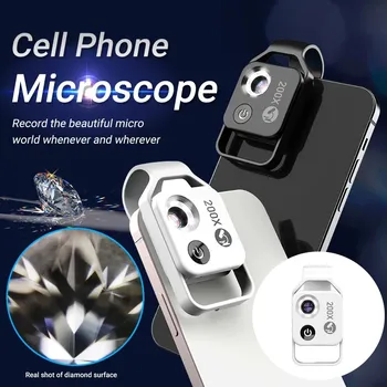 Микроскоп APEXEL 200X для камеры IPhone, объектив HD для мобильного телефона, портативный цифровой микроскоп для IPhone, макро Объективы для Iphone 15 14 Pro Max