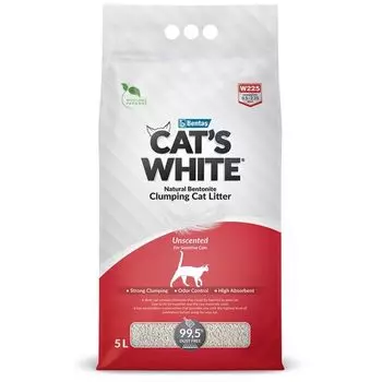 Наполнитель комкующийся натуральный без ароматизатора Natural Cat's White 5л