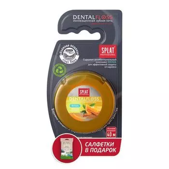 Нить зубная объемная вощеная с ароматом апельсина и корицы DentalFloss Professional Splat/Сплат 40м