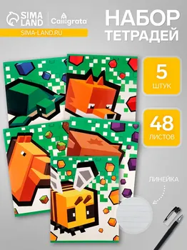 Набор тетрадей из 5 штук, 48 листов в линейку, calligrata