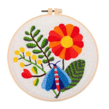 Punch Needle Kits For Beginners Flower Punch Needle Embroidery Starter Kits With Punch Needle Fabric Embroidery Hoops And Yarns