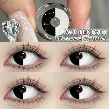 EYESHARE Цветные контактные линзы Хэллоуин Ролевая игра Глаза Мрачного Жнеца Крокодиловое снаряжение Зеленые линзы Косплей Сетка Белые цветные контактные линзы 1 пара 0