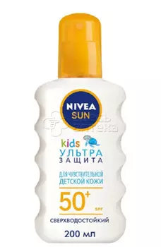 Нивея Сан Кидс спрей солнцезащитный "Ультра защита" SPF50+ флакон, 200 мл