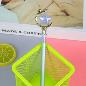10pcs 0.5mm creative crystal star gel pen with high appearance, transparent rod, office signature pen, cute stationery pen розовый