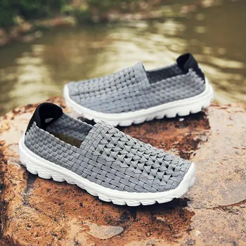 Мужские повседневные туфли Slip on Hollow Woven Shoes Upstream Shoes 39 синий