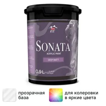 Краска для стен и потолков Parade Sonata Deep Matt моющаяся матовая прозрачная база С 0.9 л