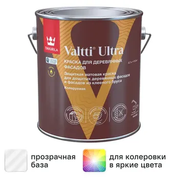 Краска для деревянных фасадов Tikkurila Valtti Ultra матовая прозрачная база С 2.7 л