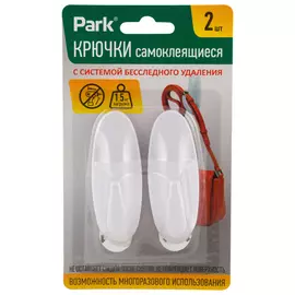 крючок самоклеящийся PARK белый овал до 1,5кг 2шт