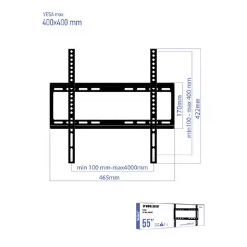 кронштейн TRESS WM 2044F VESA 75-400 до 40кг фикс/черн. для телевизора