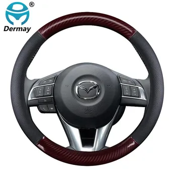 Кожаный чехол на руль автомобиля для Mazda 2 Demio/Axela/Mazda 3 Atenza/Mazda 6 CX-3 CX-4 CX-5 CX-8 CX-9 Wagon BT-50 Premacy 5 чёрный