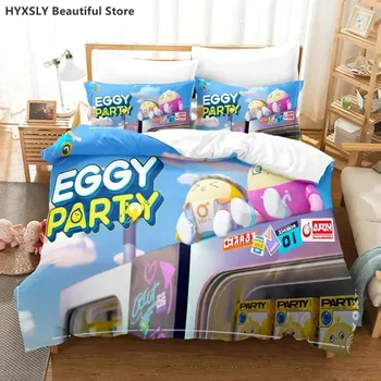Комплект постельного белья Eggy Party, наволочки, односпальные, двуспальные, двуспальные, детские, постельное белье с 3D-принтом, игровые пододеяльники Eggy EU Single 135x200cm