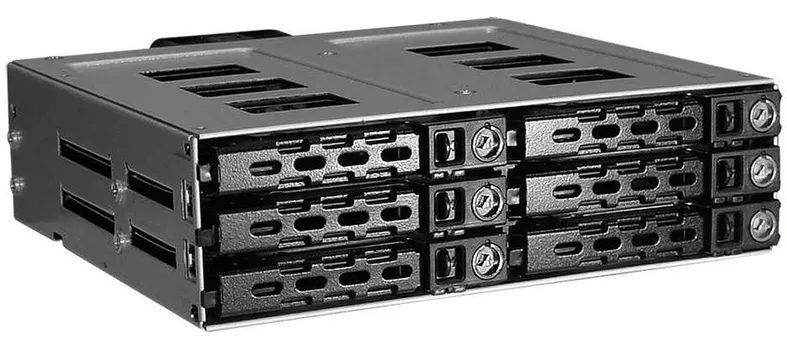 Корзина Procase L2-106-SATA3-BK 6*SATA3/SAS, черный, с замком, hotswap mobie rack module for 2,5" slim HDD(1x5,25) 2xFAN 40x15mm