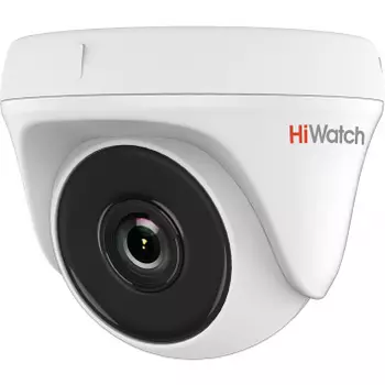 2Мп внутренняя купольная HD-TVI камера с EXIR-подсветкой до 40м, 1/2.7" CMOS матрица; объектив 3.6мм; угол обзора 80.7°; механический ИК-фильтр; 0.01 Лк@F1.2; OSD, DNR Камера видеонаблюдения HD-TVI внутренняя HIWATCH DS-T233 (3.6 mm)