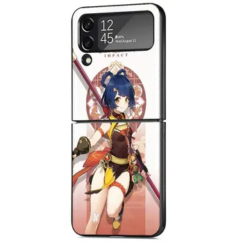 Чехол Coque для Samsung Galaxy Z Flip 3 5G Z Flip 4 ZFlip ZFlip3 ZFlip4 Flip3 zflip Back Print Hard PC Genshin Impact Samsung Z Flip 5G