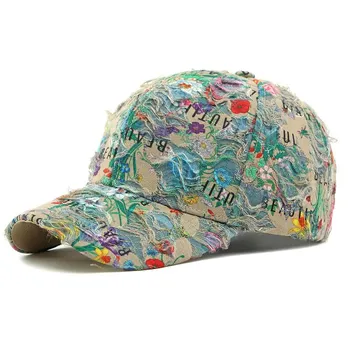 Printed Hat Women Baseball Cap Outdoor Sun Protection Hat Flower Cap чёрный