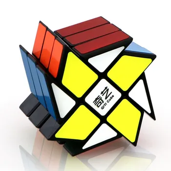 Qiyi 3x3 кубик ветряной мельницы, волшебная головоломка, головоломка, матовая наклейка, 56 мм, обучающие черные извилистые игрушки без наклеек для детей
