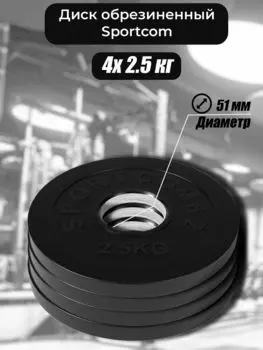 Комплект дисков Sportcom обрезиненных 51мм 4х2.5кг