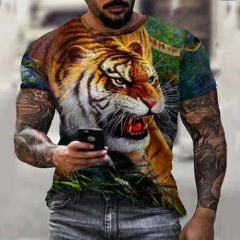 Летняя высококачественная креативная мужская футболка с 3D принтом оленя, уличная одежда с короткими рукавами, повседневный универсальный спортивный топ для путешествий XL