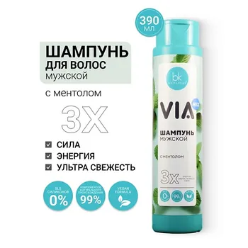 BELKOSMEX Шампунь мужской с ментолом VIA mix 390.0