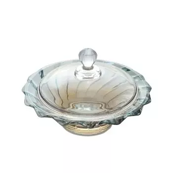 Конфетница 21 см Bohemia Gold Picadelli с крышкой зелёный