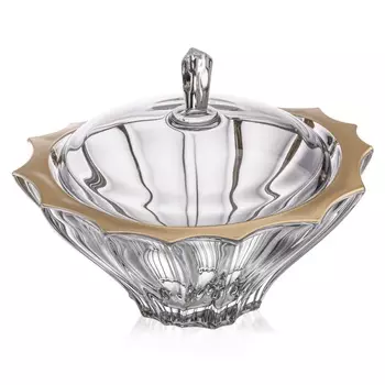 Конфетница 22 см Aurum Crystal Plantica Gold