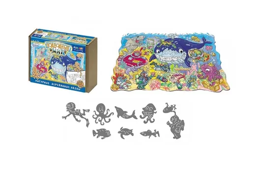 Пазл Нескучные игры FUN ART collection подводный мир фигурные/деревянные 112 деталей