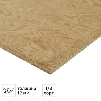 Фанера 12 мм лиственница 600x1220 мм сорт 1/3 0.732 м