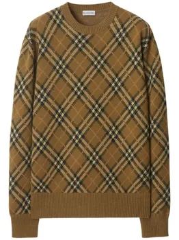 Burberry шерстяной свитер в клетку, коричневый