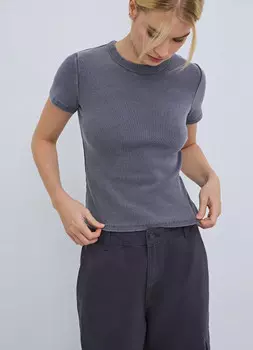 Футболка с эффектом стирки, Серый